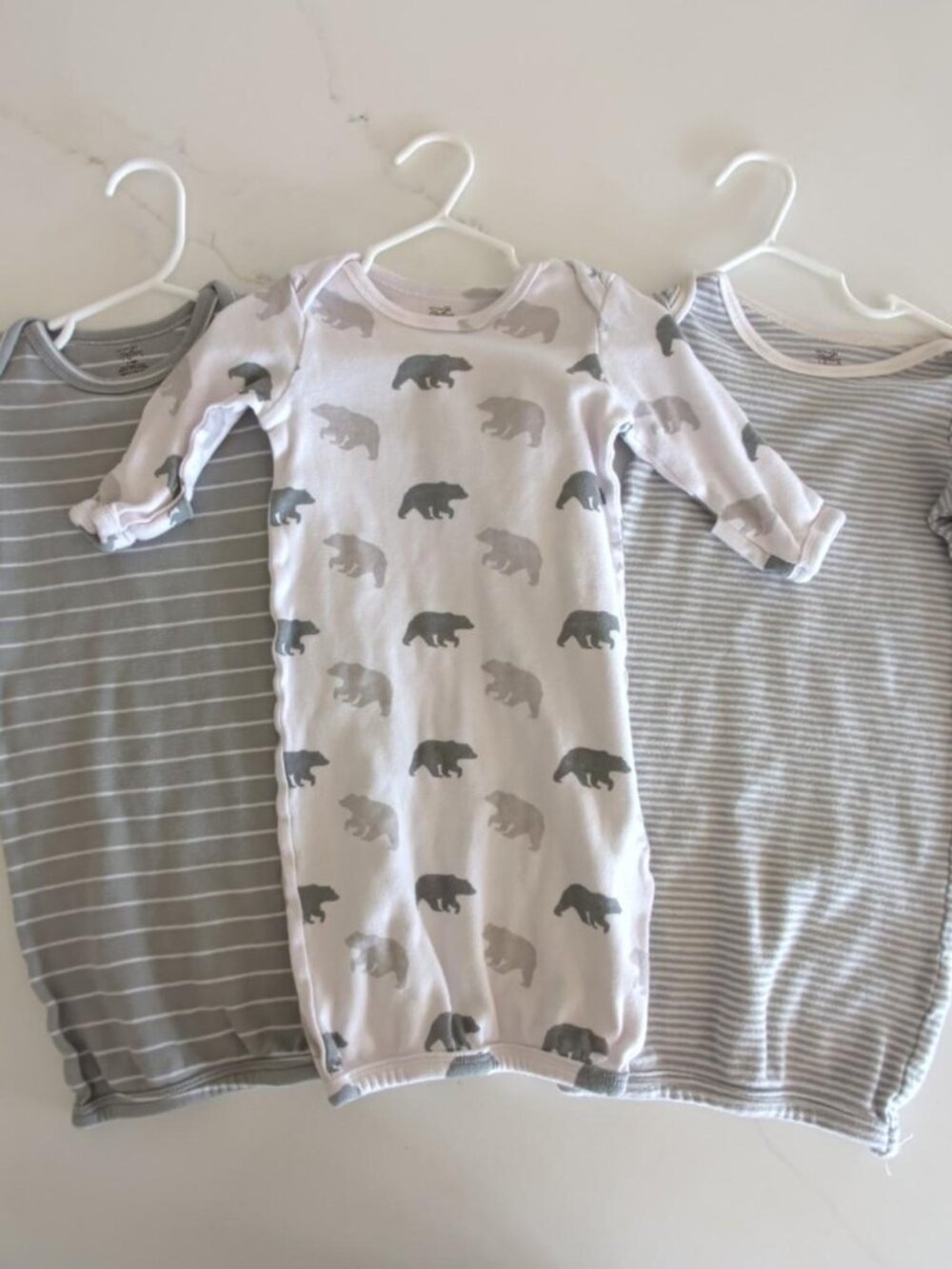 Touched by Nature Organic Cotton 0 - 6 mo Gowns 3-Pack Bear Unisex Baby Sleep